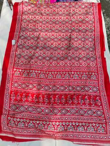 Red Embroidered Saree MIRROR MODAL