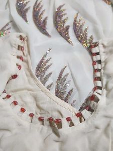 Beautiful White Saree With Blouse🥻