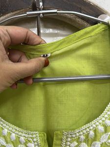Lime Green Embroidered Kurta
