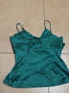 Emerald Green Satin Cami Top