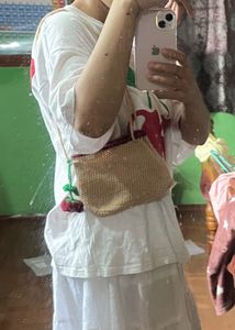 Handmade Crochet Bag with Rose Detail