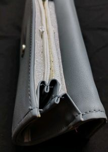 Chic Grey Wallet with Wave Design