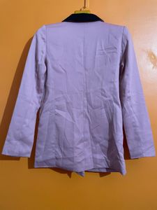Shoulder-15.5 inches Pink Double-Breasted Blazer