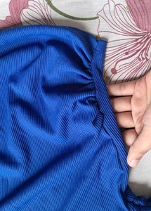 Royal  Blue Ribbed Cropped Top