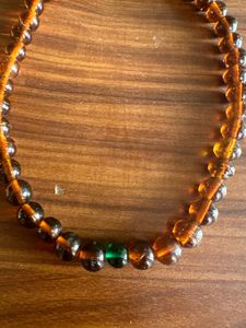 New Brown Glass Beaded Necklace