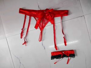 Red Lace Garter Belt &amp; Thong Set(1400)