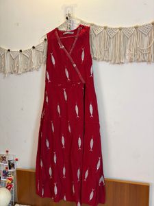 Chic Red Fish Print Wrap kurti small size
