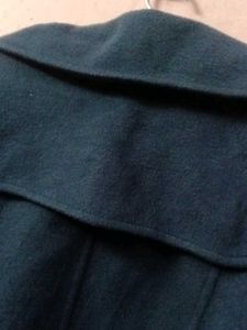 Stylish Blue Wool Blend Coat