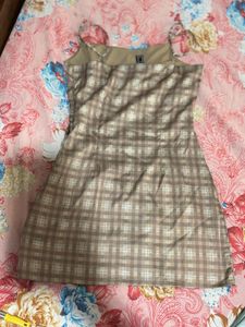 Tan Plaid Mini Dress