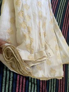 Elegant White Skirt with Golden Motif