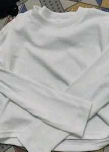 elegant white full sleeve women crop top