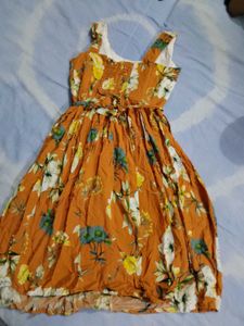 Orange Floral Print Sundress