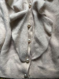 Chic Cream Cardigan with Pearl Details