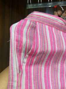 Pink Striped Sleeveless Cropped Top
