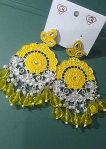 Statement Yellow Dangle Earrings