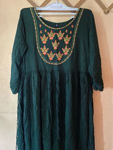 Embroidered Green Anarkali Kurta