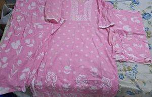 Charming Pink Floral Kurta Set with Dupatta