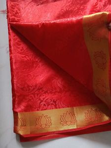 Beautiful Red Silk Saree with Gold Border