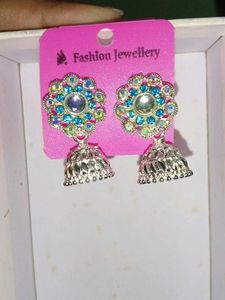 Exquisite Jhumka Earrings with Stone Work