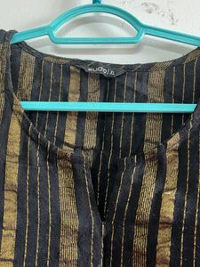Black &amp; Gold Striped Kurta