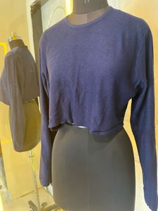 Navy Blue Cropped Sweater
