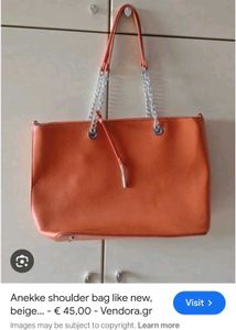 Chic Orange Leather Tote Bag