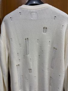 Nuon Westside Off White Distressed Knit Sweater