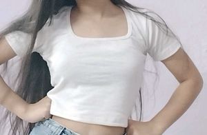 White Square Neck Tee