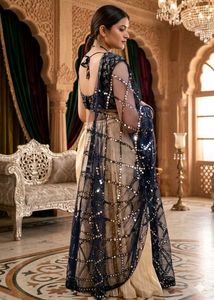 Elegant Navy &amp; Gold Lehenga Set
