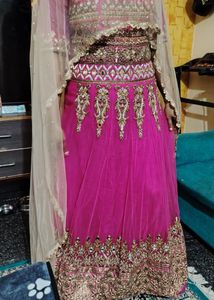 Ethnic Gown Pink &amp; Gold Embroidered