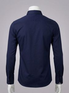 Balmain Navy Logo Patch Dress Shirt
