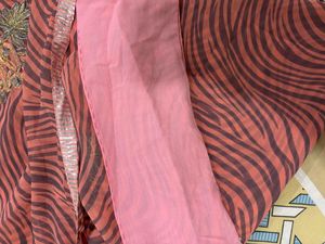 Stunning Embroidered Saree with Zebra Print