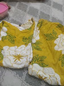 Comfy Yellow Floral Night Suit