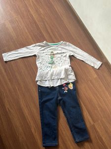 Little Girls 12-24 Months Dress Set For Sale., Jeans Is Unused