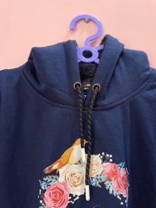 Cute Floral Bird Navy Hoodie