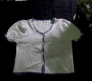 Cute White & purple Puff Sleeve Blouse