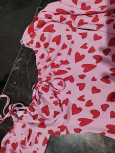 Cute Pink Heart Print Dress