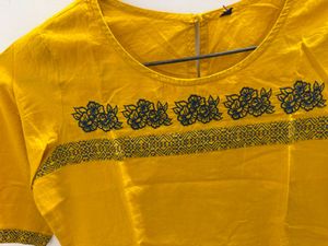Stylish Yellow Embroidered Blouse