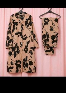 Floral Print Pajama Set(long cord set)