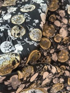 1mtr Elegant Black &amp; Gold Floral Print Fabric