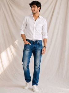 Men's Blue Washed Denim Jeans