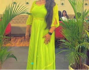 Lime Green Maxi Dress - Flowing and Elegant