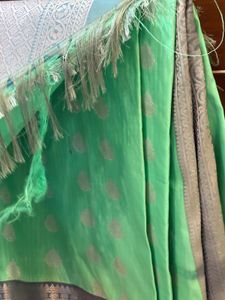 Elegant Grey Banarasi Silk Saree