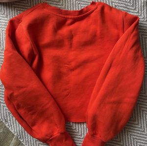 Orange "Grateful" Graphic cropped sweatshirt