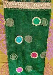 Bottle Green Colour Netted Saree