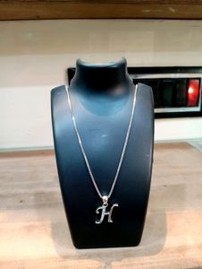 H Letter Chain Pandent Pure Silver 925