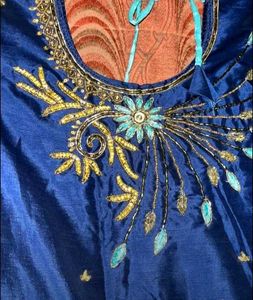 Stunning Royal Blue Embroidered Blouse