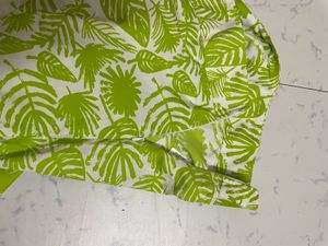 Vibrant Leaf Print Wide Leg Pants