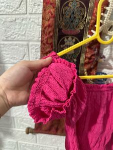 Vibrant Pink Crinkled Top