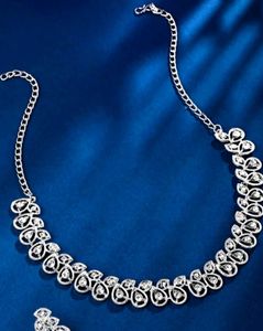 Elegant Silver-Toned CZ Necklace Set